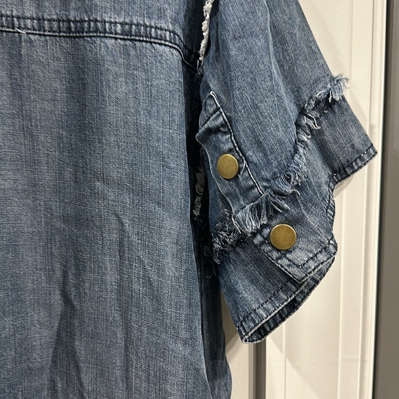 Easel medium distressed denim dress. - Picture 5 of 6